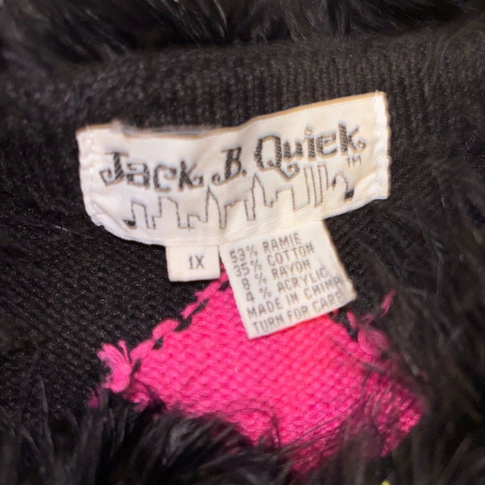 Jack B. Quick 90’s Womens Size 1X Embellished Cardigan Multi Color Abstract Neon - Picture 3 of 8